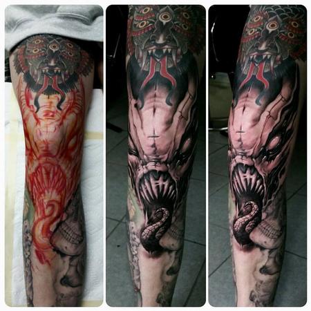 Tattoos - evil knee monster - 128772